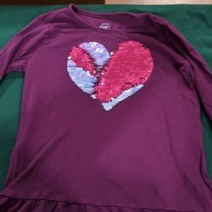 Purple flip sequin heart shirt